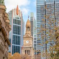 City of Sydney with Town Hall clock in the background