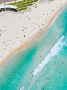 Birdseye view of Australian beach in Perth