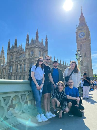 Canva UK team in front of the Big Ben
