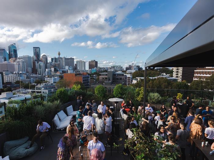 Canva team on the rooftop at the Sydney office