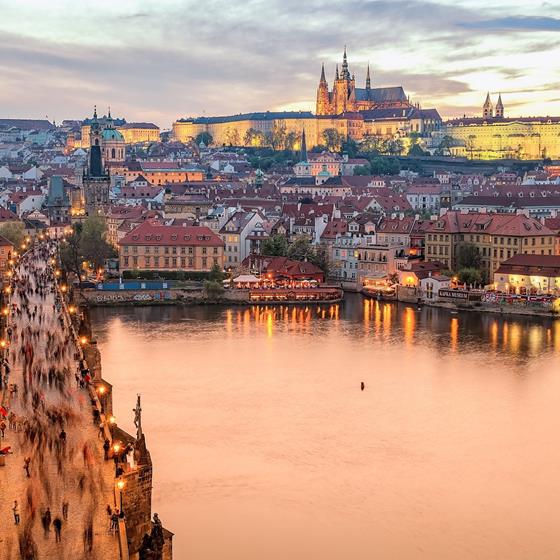 Cityscape and bridge in Prague